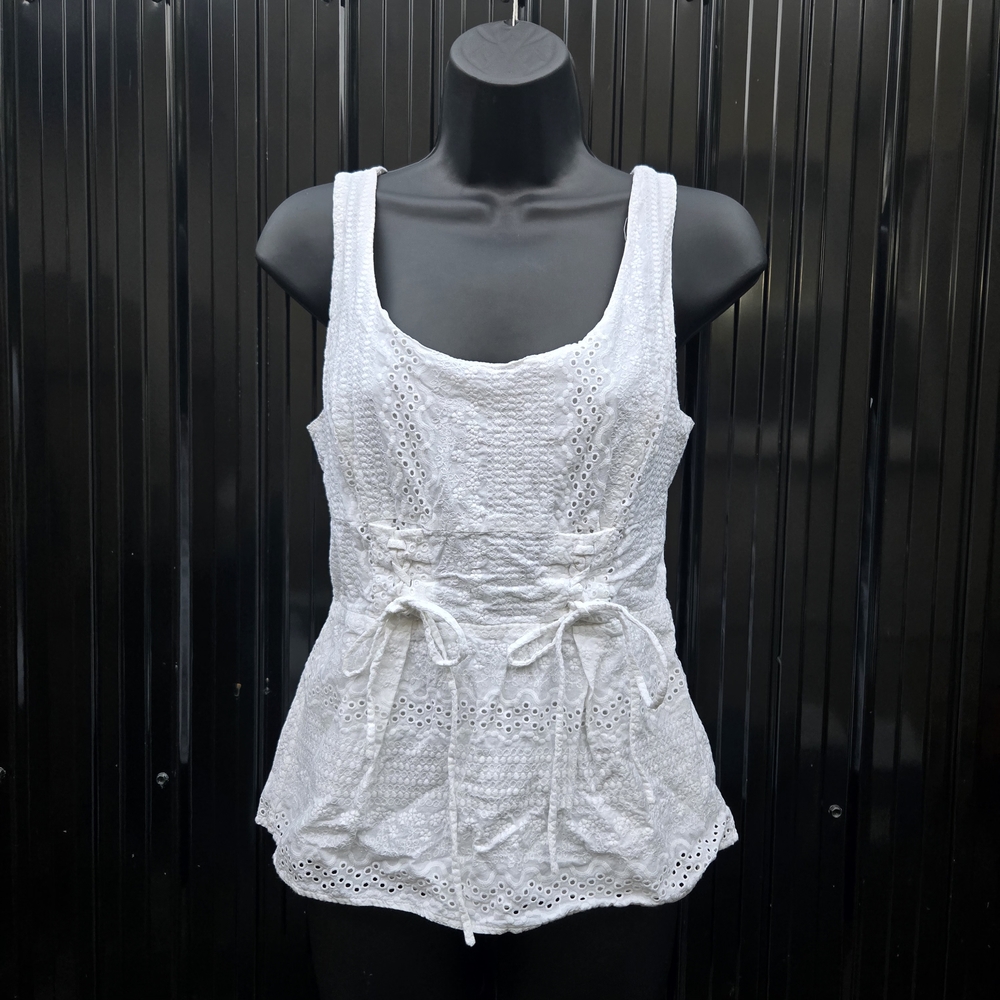 BCBGeneration White Eyelet Tank Top‎